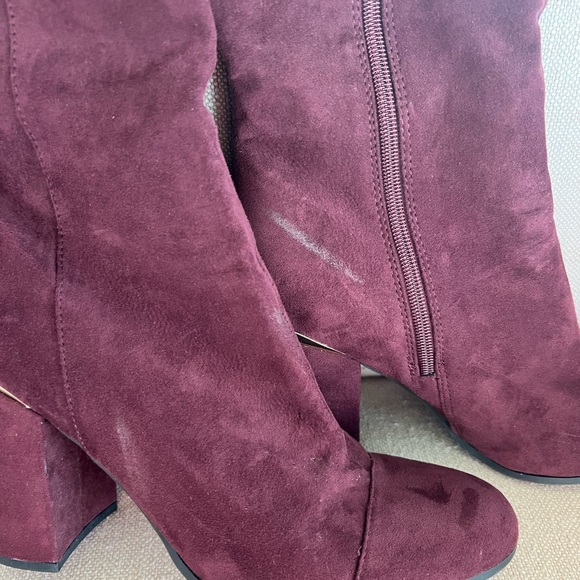 Tommy Hilfiger Faux Suede Maroon over the knee Boots size 10 - Picture 12 of 12
